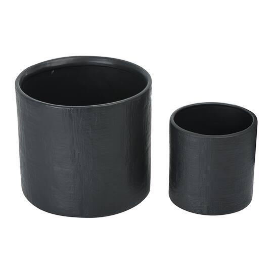 Hello Honey® Stoneware Planters with Embossed Cross Hatch Texture Set